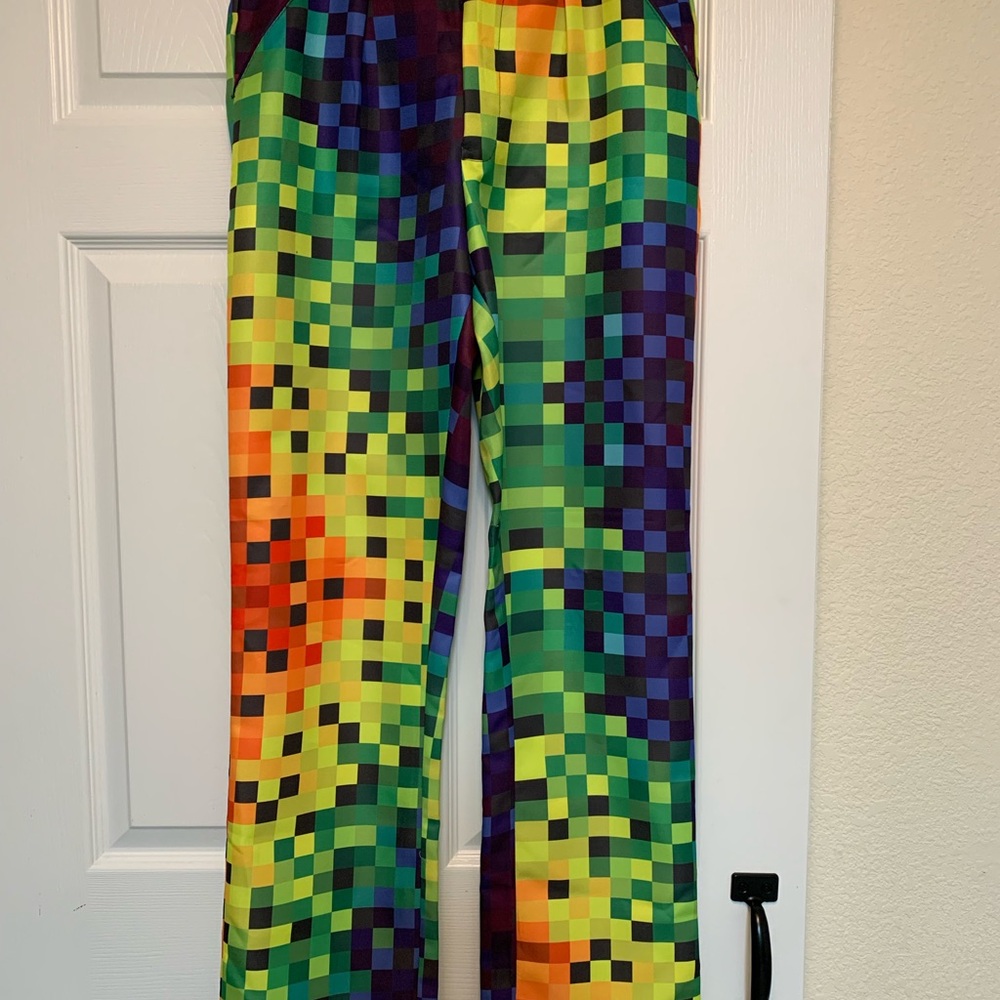 NWT Pixel-8 Fun Festive Multicolor Checkered Men’s Pants Rainbow NEW WITH TAGS!
